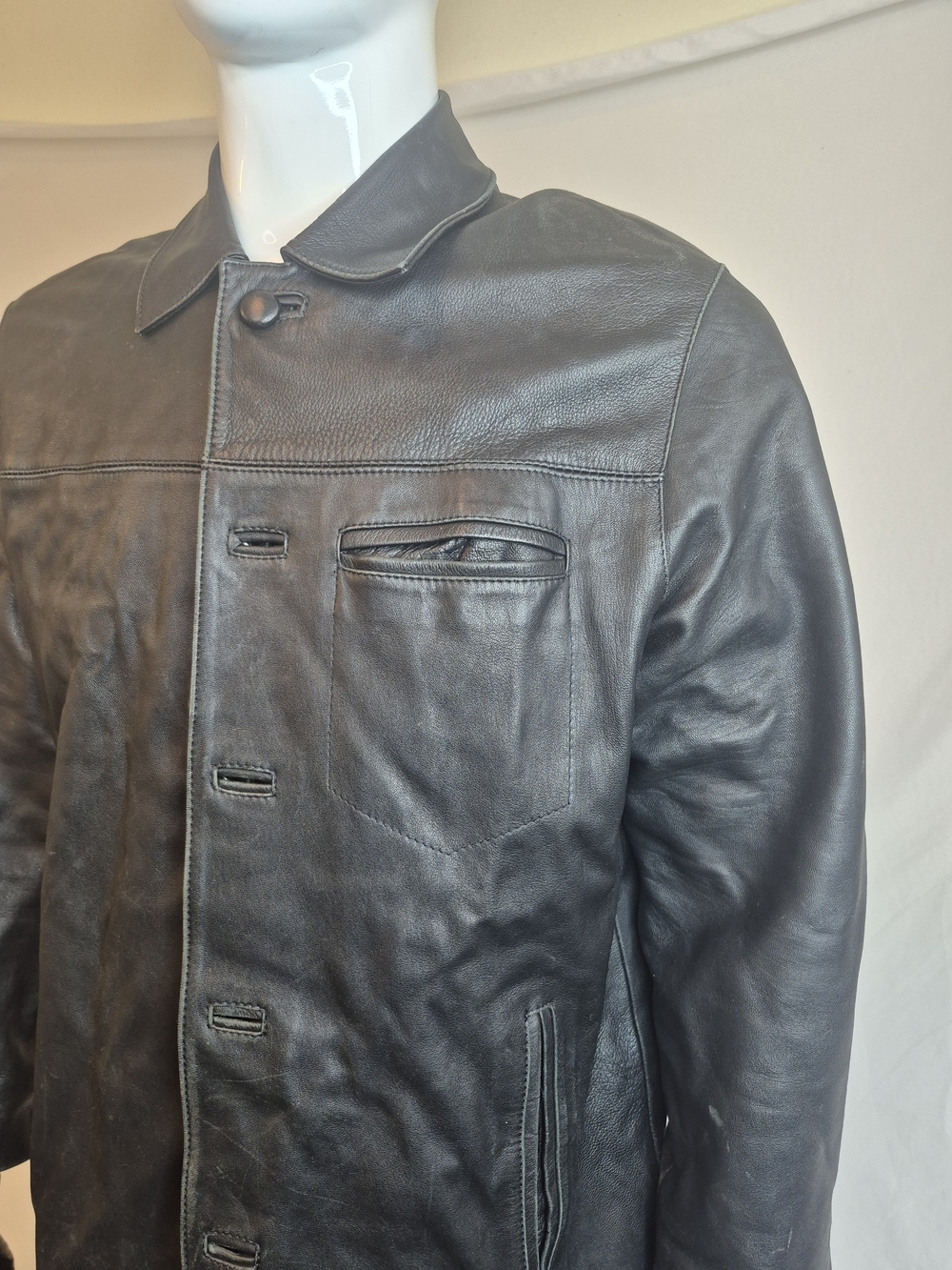 Christina Men's Black Leather Bomber Jacket